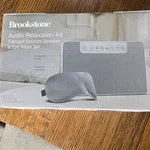 Brookstone Sleep Therapy System Tranquil Sounds Speaker & Eye Mask Gray New. Price: $55.00.