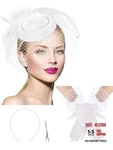 Geyoga 50S Fascinators Hat For Women 20S Feather Pillbox Hair Clip White New. Price: $24.09.
