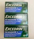 3 Pack Of Excedrin Pm Headache & Pain Reliever Sleep Aid 100 Count Exp 10/2026 New. Price: $27.99.