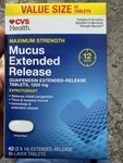 Pack, Cvs Health Mucus Extended Release Guaifenesin 1200MG 42 Tablets New. Price: $20.00.