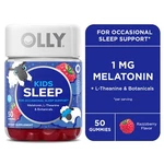 Olly Kids Sleep Gummy Supplement, 0.5 Melatonin, Theanine, Raspberry, 50 Ct New. Price: $15.99.