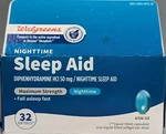 Walgreens Nighttime Sleep Aid Max Strength, 32 Softgels - Exp: 10/2026 New. Price: $12.95.