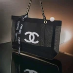 New Chanel Beauty Mesh Vip Tote And Matching Makeup Pouch - Gold Hardware. Price: $134.10.