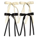 4PCS Hair Clips For Women Tassel Ribbon Bowknot With Long Tail, Beige,black New. Price: $12.93.