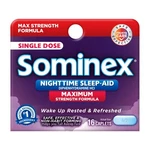 Sominex Nighttime Sleep-aid Tablets, Maximum Strength Formula, Single Dose, New. Price: $12.09.