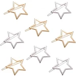 8 Pcs Hollow Star Hair Clips, Pins, Gold, Silver, Women, Girls Accessories New. Price: $17.17.