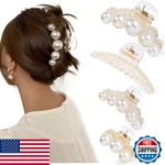Mehayi 4PCS Large Pearl Hair Claw Clips For Women, Thick Thin Barrette New. Price: $11.64.