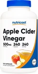 Nutricost Apple Cider Vinegar 500MG 240 Veg Capsules Natural Gmp Gluten Free New. Price: $26.99.