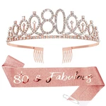 Cieher 80TH Birthday Crown + Sash Pearl 3 Piece Set, & Tiara New. Price: $18.99.