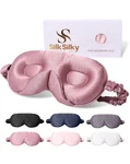 Silksilky 100% 22 Momme Mulberry Sleep Mask Upgraded 3D Contoured Eye New. Price: $58.56.