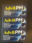 Advil Pm Pain Reliever Nighttime Sleep Aid 80 Caplets 200MG 3 Pack Exp 1/27+ New. Price: $17.99.