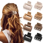 Matte Hair Clips For Women And Girls - Rectangle Double Row Small Claw New. Price: $12.70.