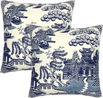Pack Of 2 Throw Pillow Covers Ancient China Blue Willow Chinoiserie New. Price: $25.00.