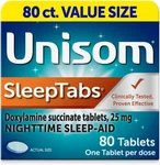 New Unisom Sleeptabs, Nighttime Sleep-aid, Doxylamine Succinate, 80 Tablets. Price: $24.75.