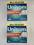 2X Unisom Sleeptabs, Nighttime Sleep-aid, 25MG, 80 Tablets Each. Exp: 2027+ New. Price: $22.99.