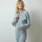 Nwot Lunya Chilled Blue Cozy Cotton Silk 1/4 Zip Pullover Size Small New. Price: $80.00.