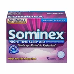 Sominex Nighttime Sleep-aid With Diphenhydramine Hcl 25 Mg (72 Tablets) New. Price: $7.99.