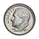 United States. 1966, 10 Cents - Roosevelt Dime, Fdr, Nasal Strip Variety 3 Unspecified. Price: $16.99.