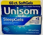 Unisom Sleepgels Nighttime Aid 60 Softgels Exp 09/2026 New. Price: $10.99.