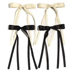 4PCS Hair Clips For Women Tassel Ribbon Bowknot With Long Tail, Beige,black New. Price: $12.63.