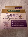 Natures Bounty Sleep 3 Maximum 10MG Melatonin 60 Tri-layer Tablets 01/2027 New. Price: $14.95.
