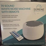 Serene Evolution White Noise Machine With Remote Control 70 Sounds Open. Price: $35.00.