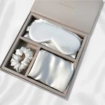 Aura 100% Mulberry Silk Sleep Set Pillowcase, Eye Mask, Bonnet, & Free Scrunchie New. Price: $54.99.