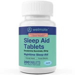 Welmate Doxylamine Succinate 25MG Nighttime Sleep Aid 200 Tablets Made Us New. Price: $22.49.